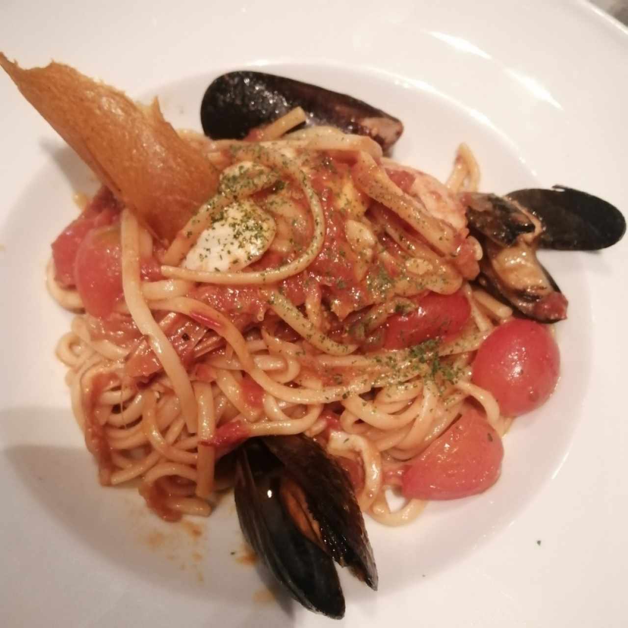 Linguini con mariscos 