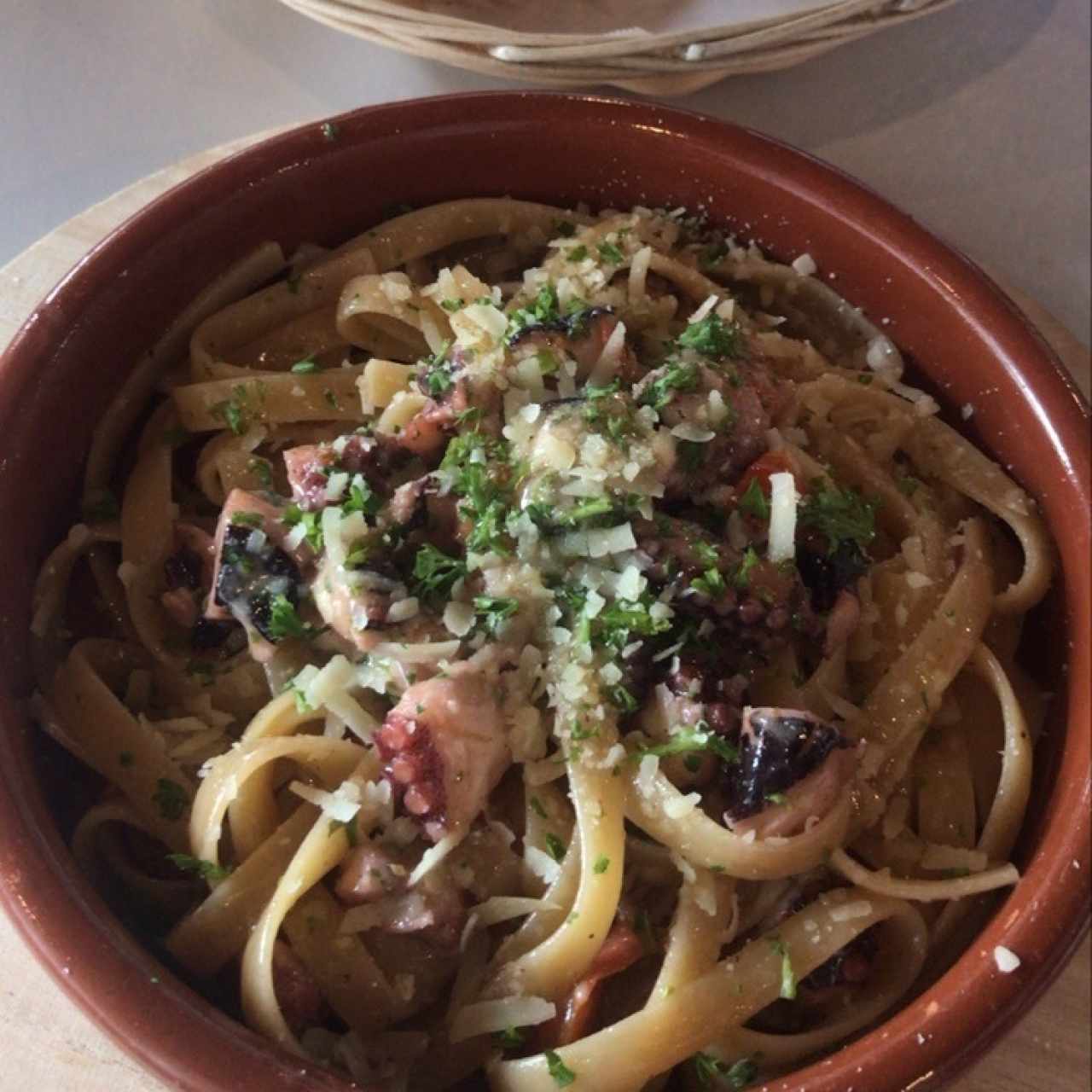 fettucini con pulpo parmesano Menu del dia 