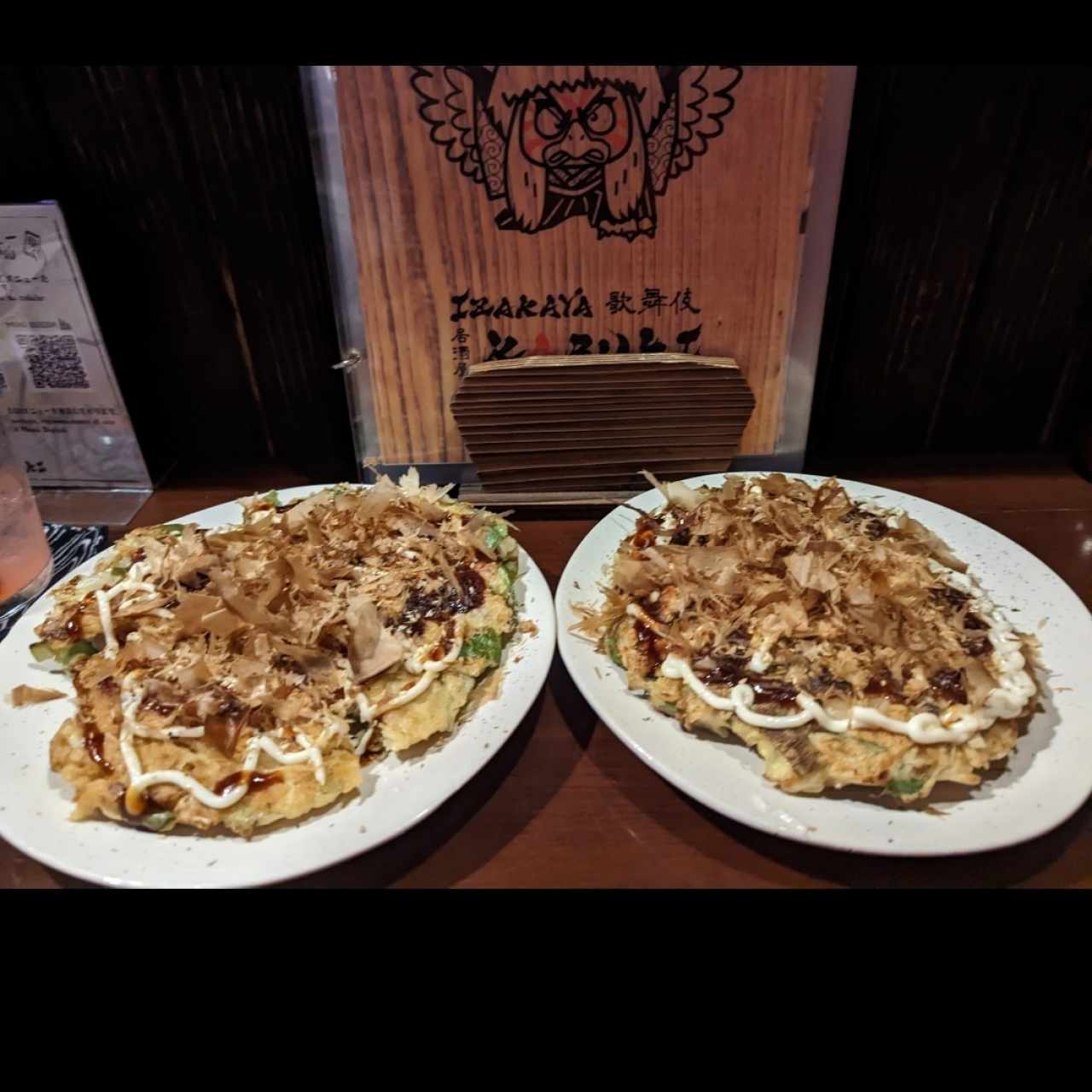 Okonomiyaki de camarón y de vegetales 