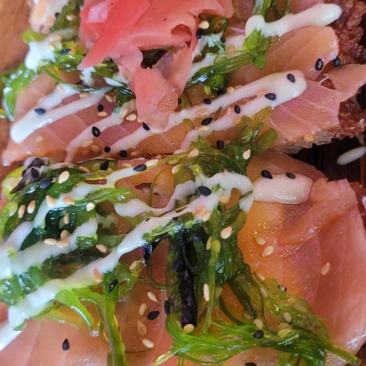 Sushi Pizzas - Sweet Salmon