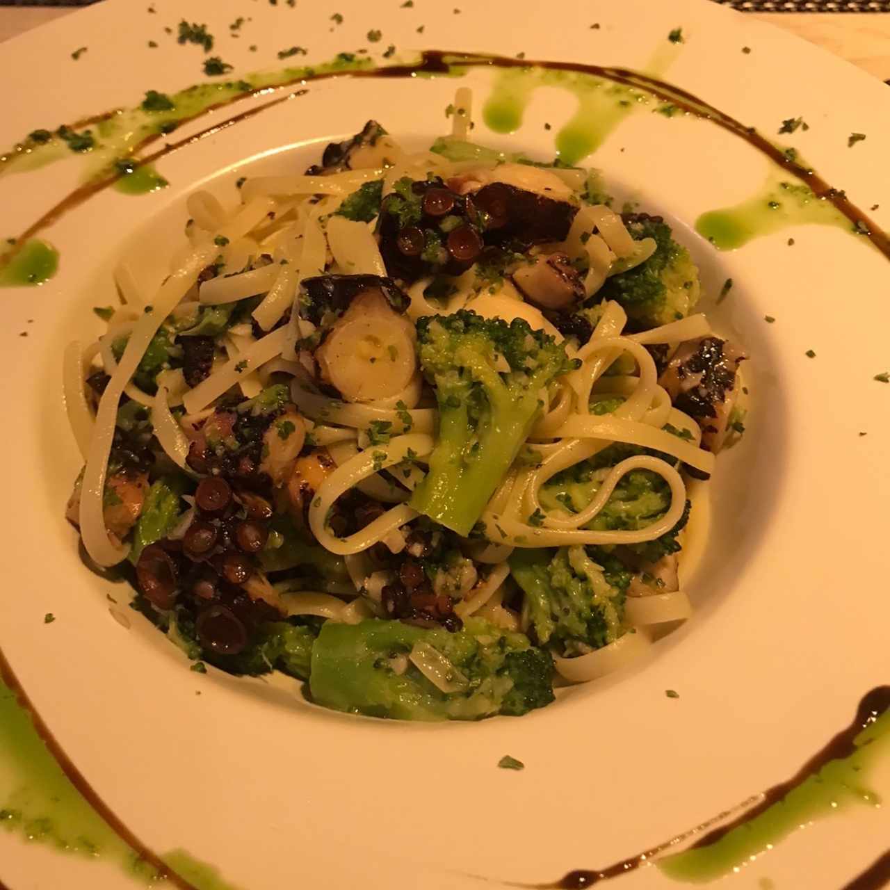 Espaguetti con Pulpo y Brocoli