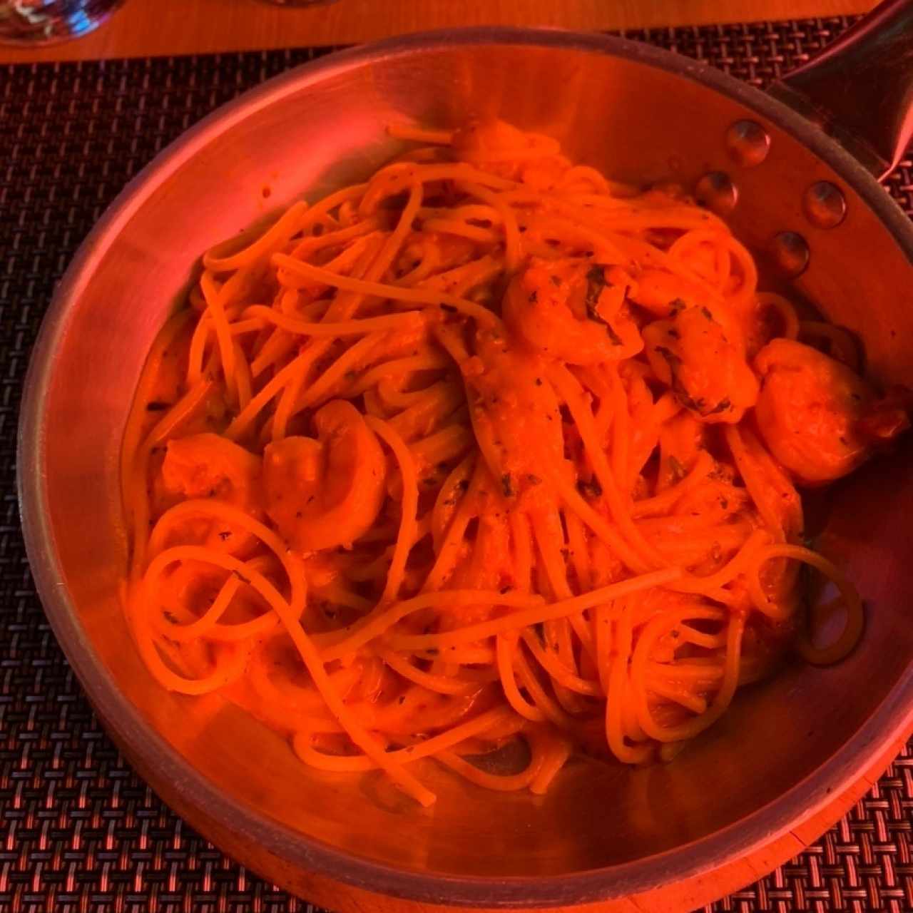 pasta con camarones 