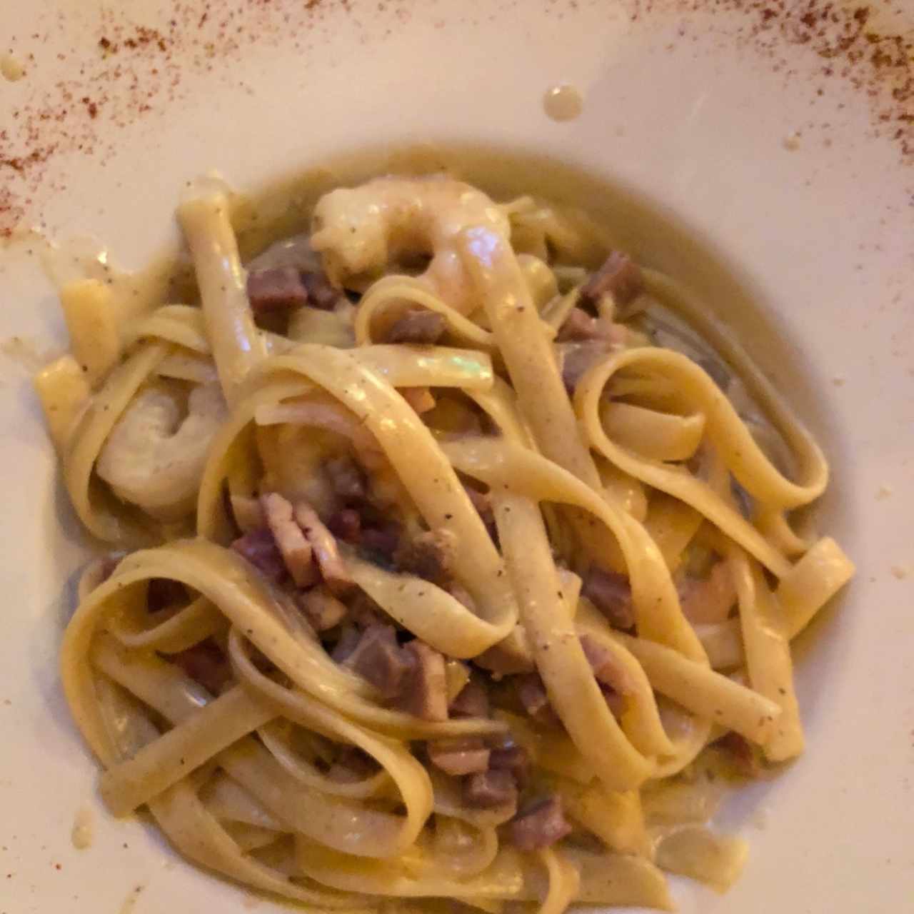 Fettucine Strega con Camarón