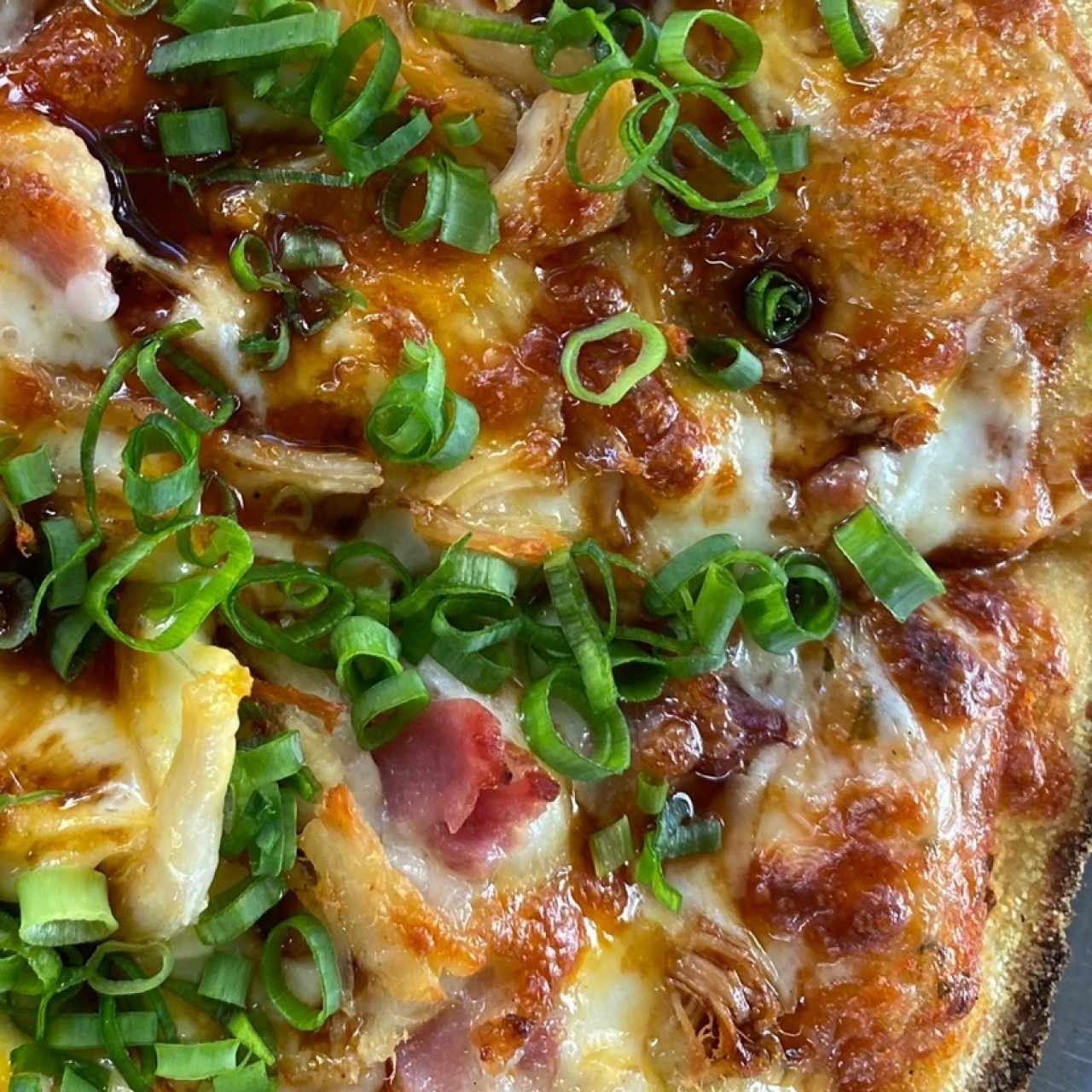 Pizza chicken teriyaki. 