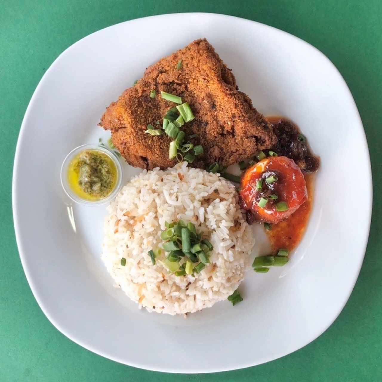 Menu del dia - filete de corvina, arroz con coco y platano en tentacion