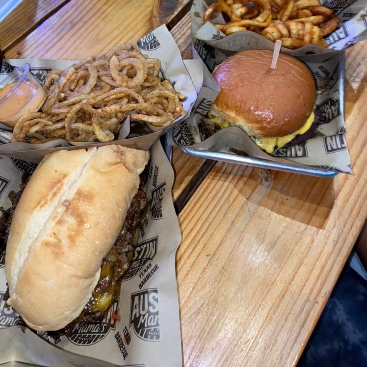 Chopped brisket Submarine & Mama's Classic Burger