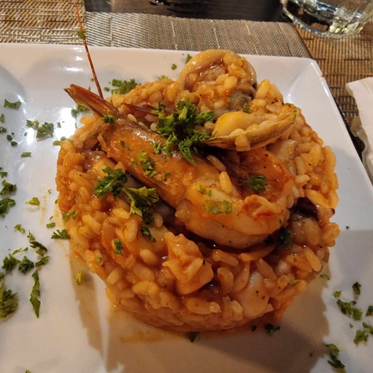 Rissoto con mariscos.