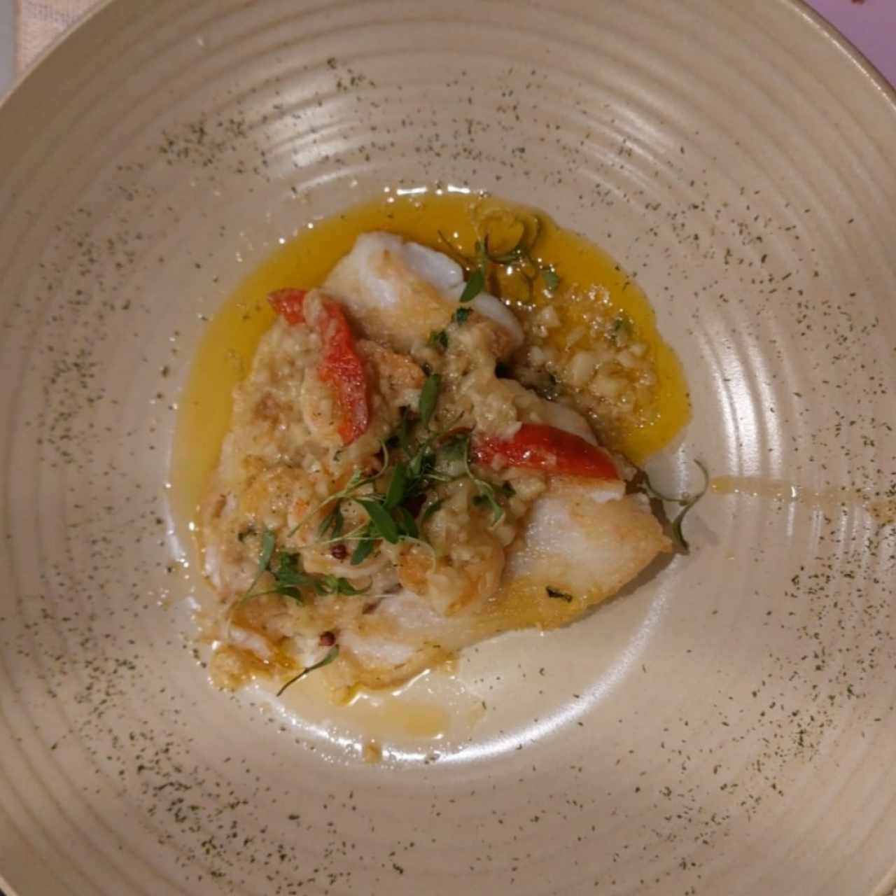 Corvina con camarones