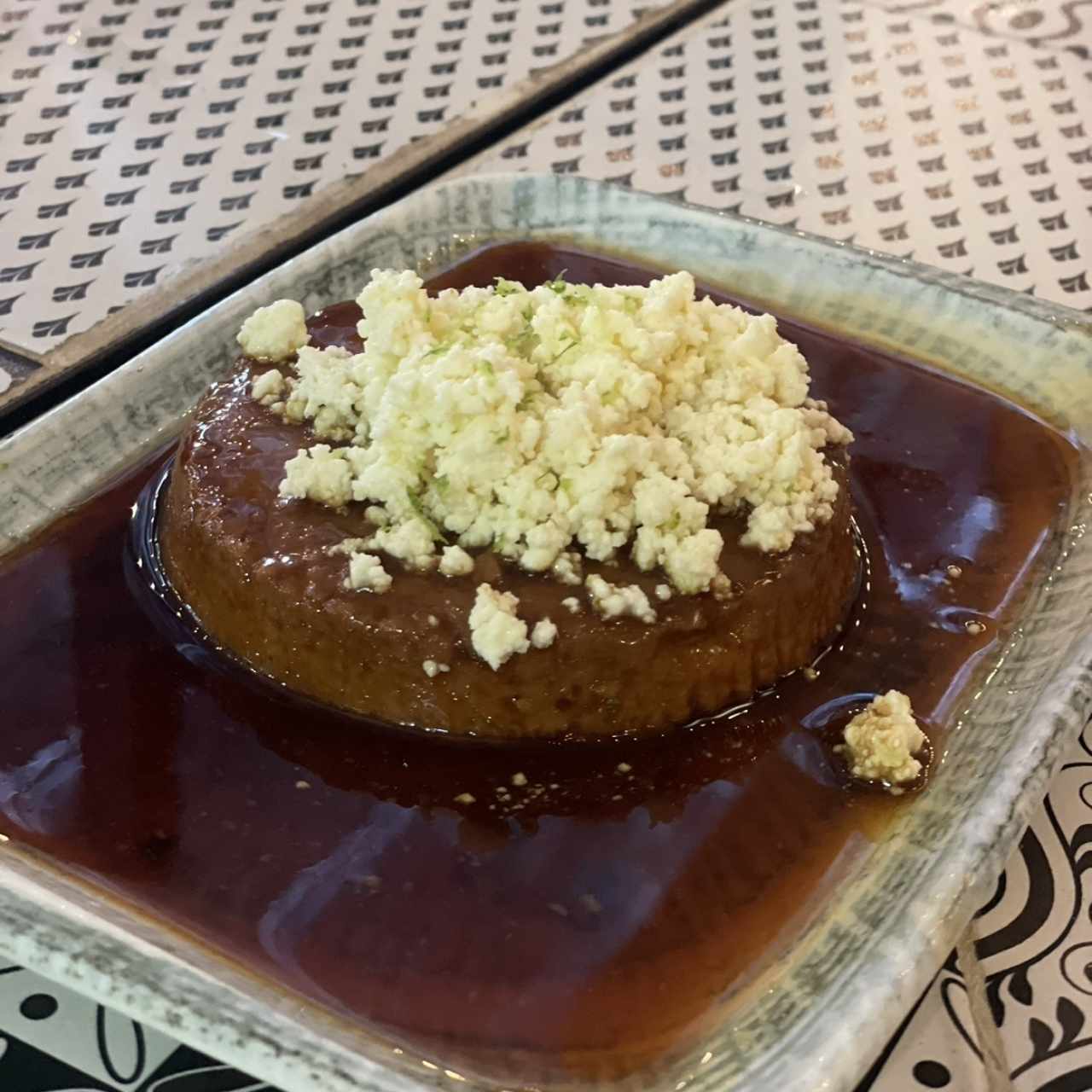 Flan de café con queso blanco