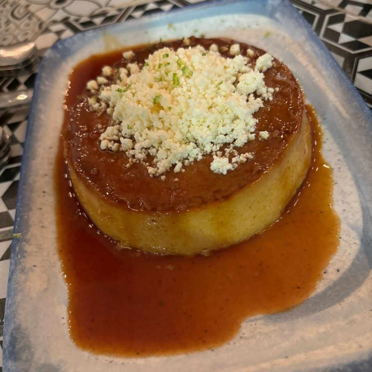 Flan de café con queso blanco