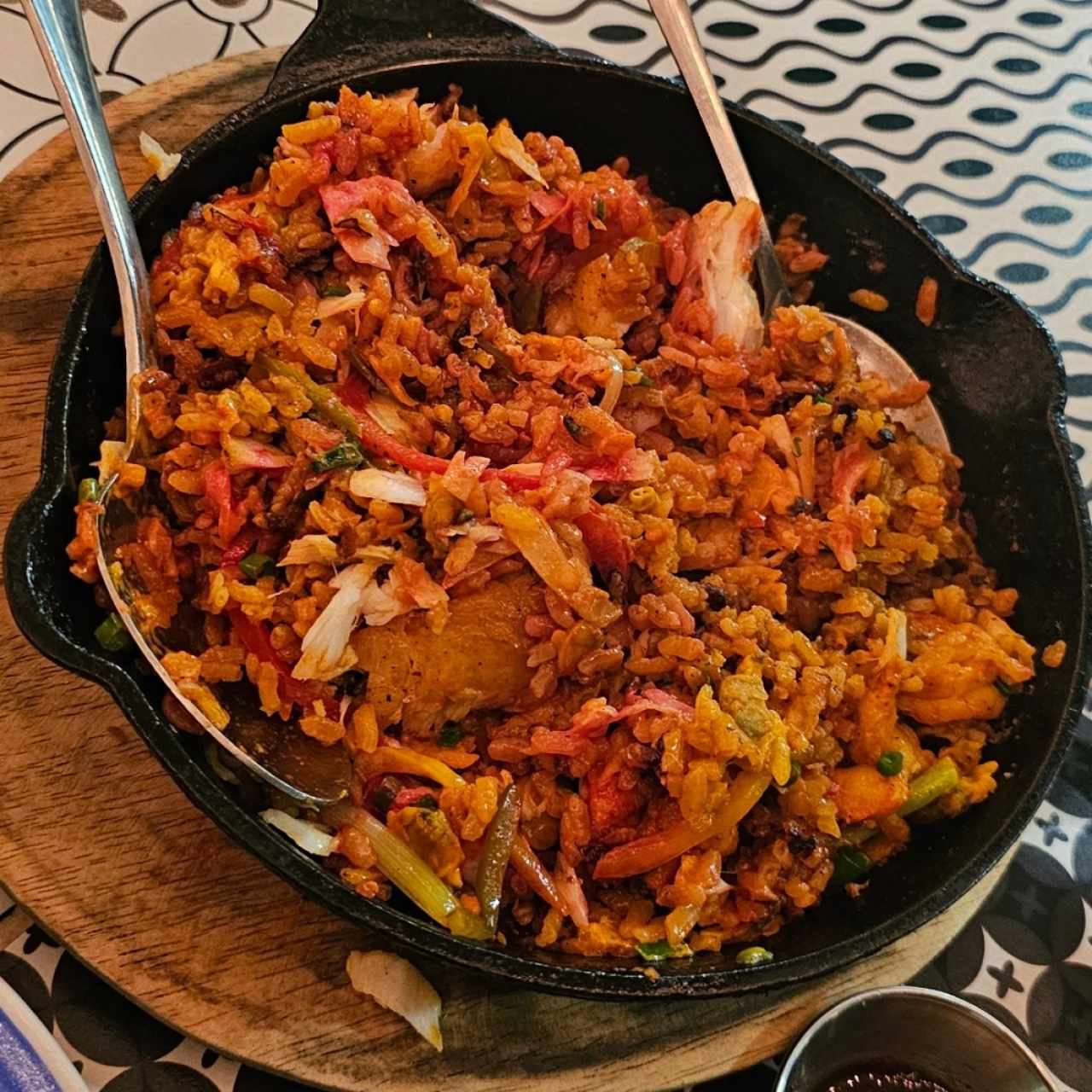 Arroz con Concolón de mariscos y Pescado