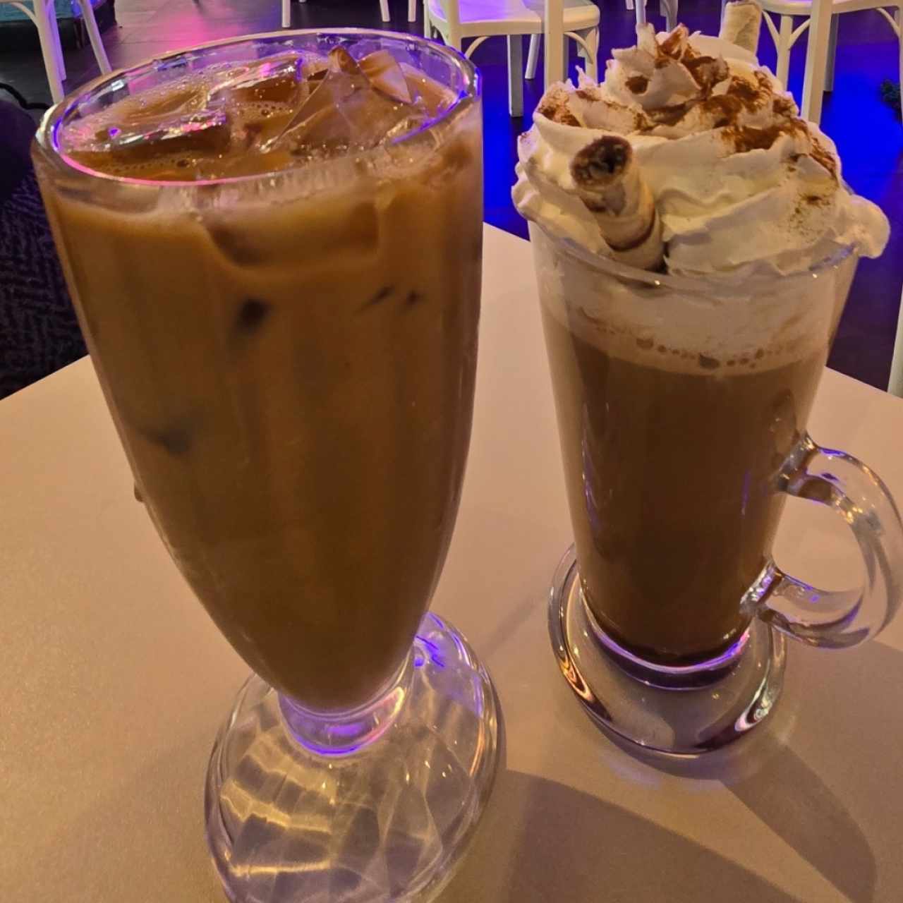 tiramisu something and iced latte capuccino