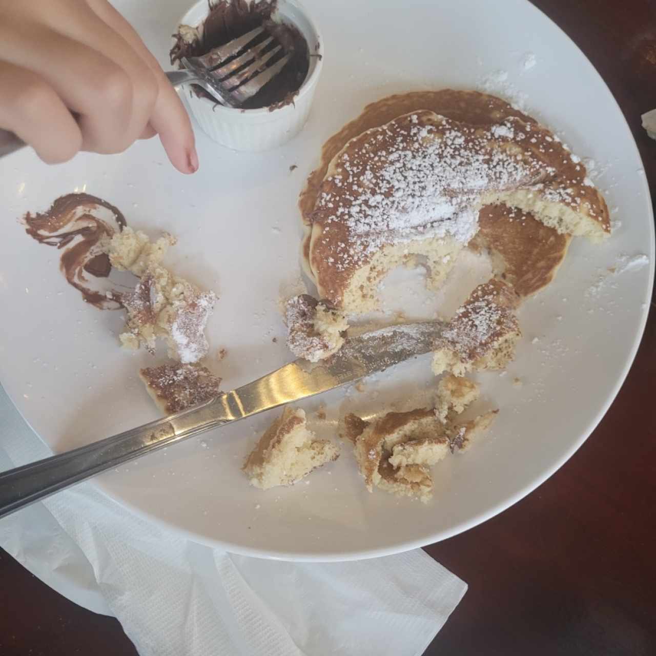 plato de niño pancakes con extra Nutella 