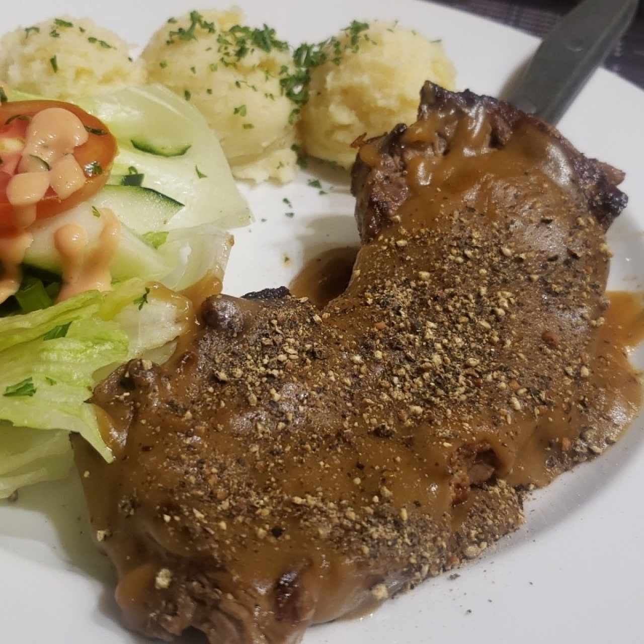 Filete de Res a la Plancha, Picado o Pimienta