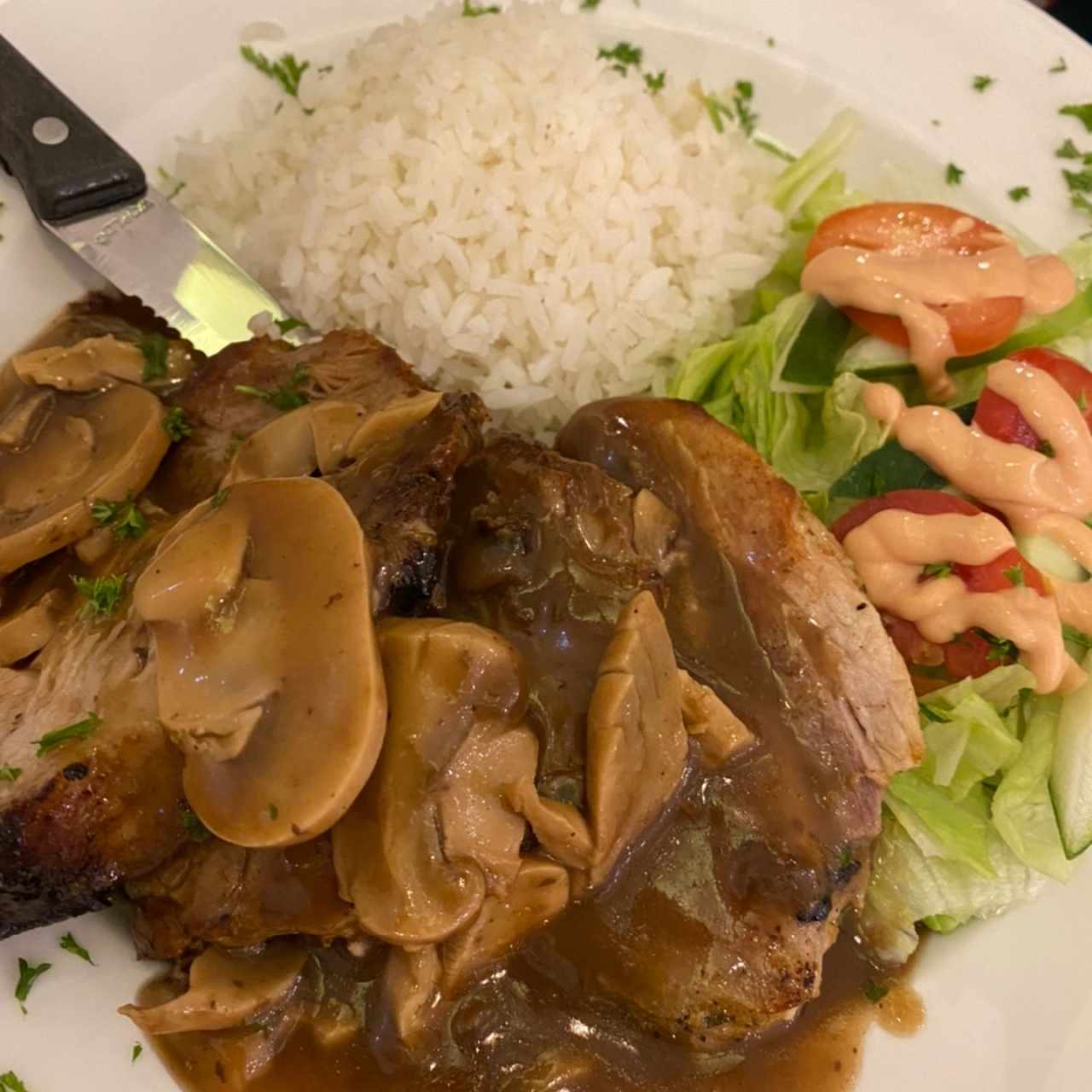 Medallones de Pernil con arroz 