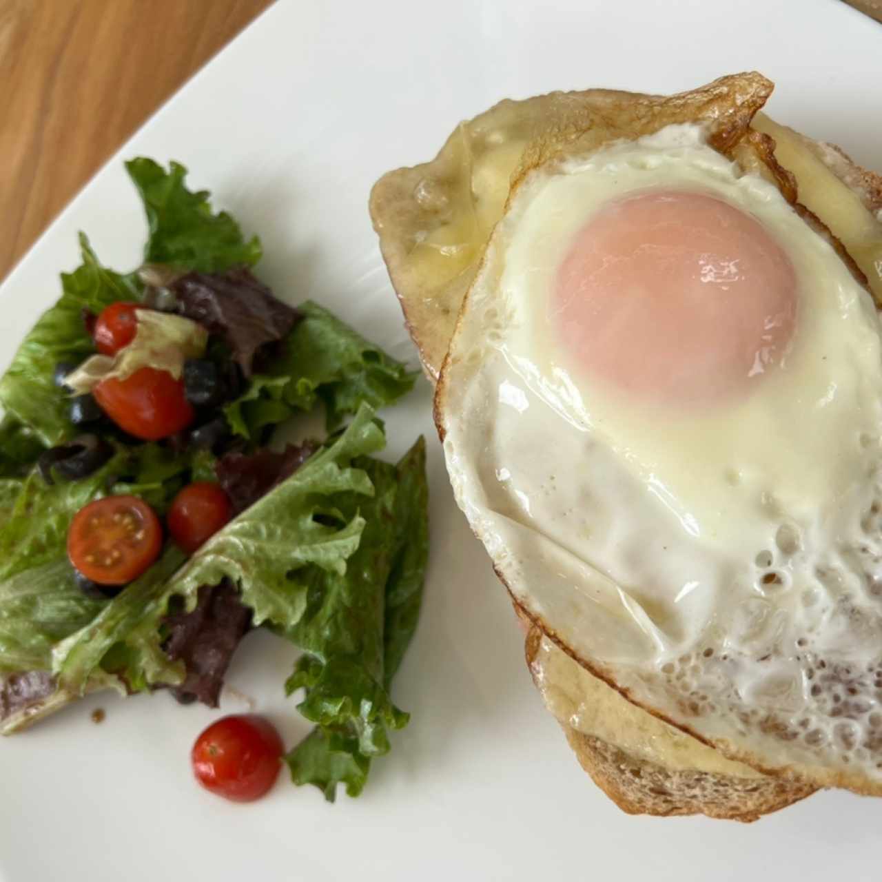 Croque madame et sa salade