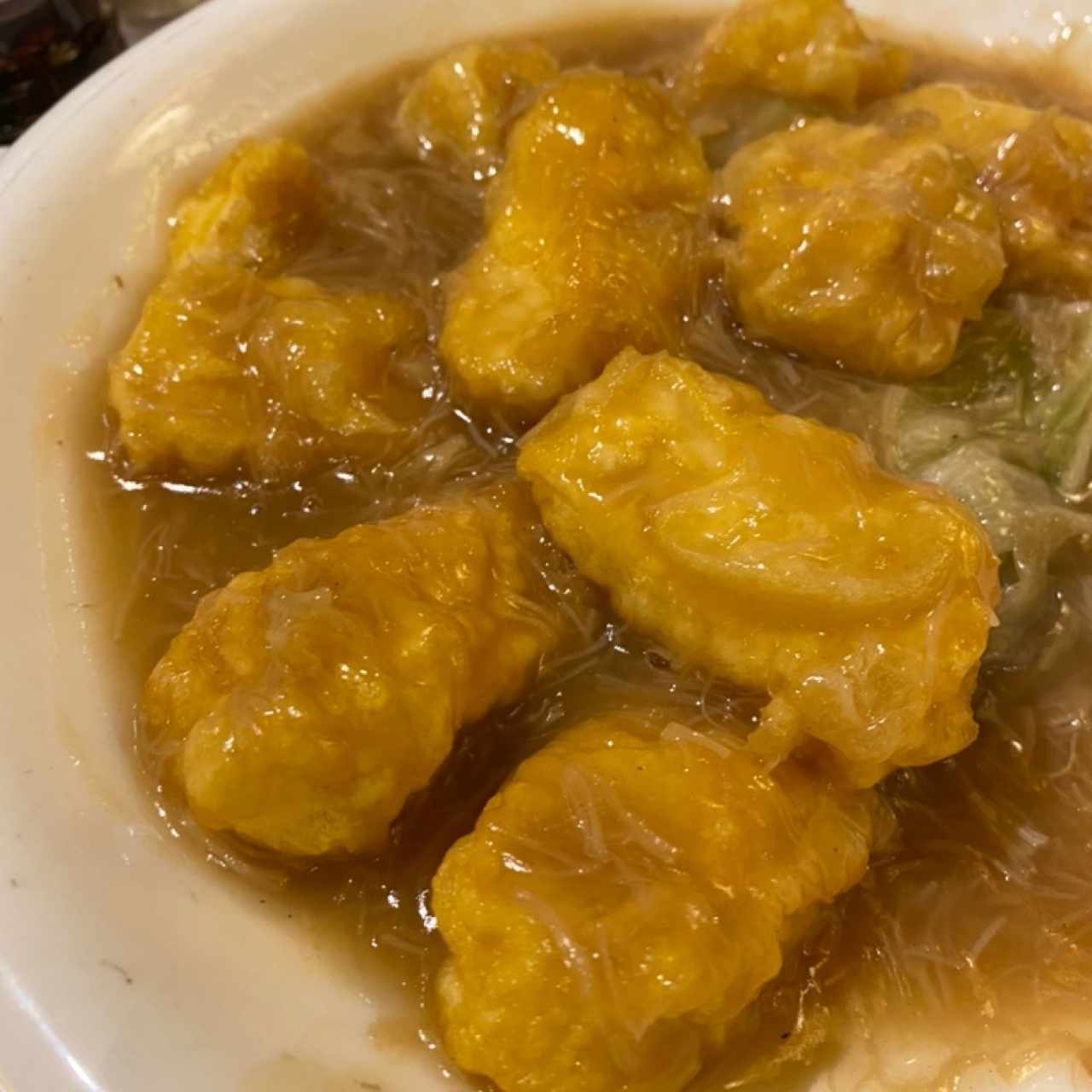 Tofu Frito en Salsa de Cochuela Seca