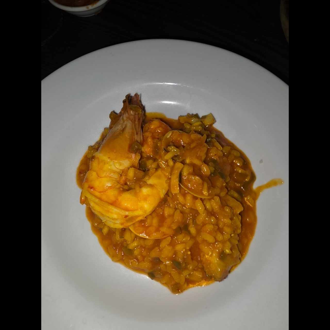 Arroz caldoso de langostinos y merluza