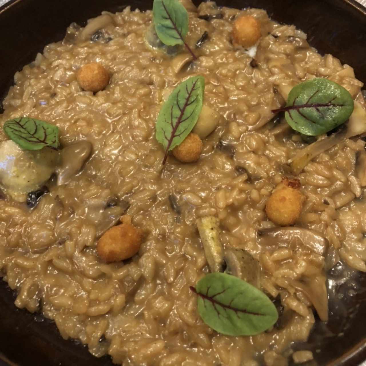 Risotto de Hongos y Trufas Crocantes