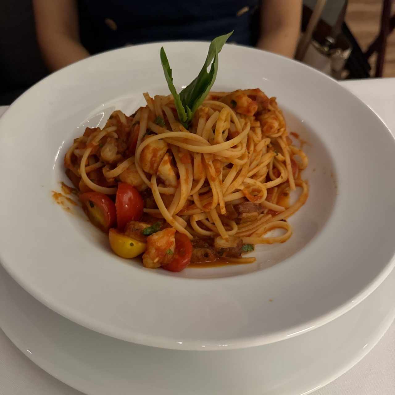 Linguini con Pulpo y Langostinos troceados