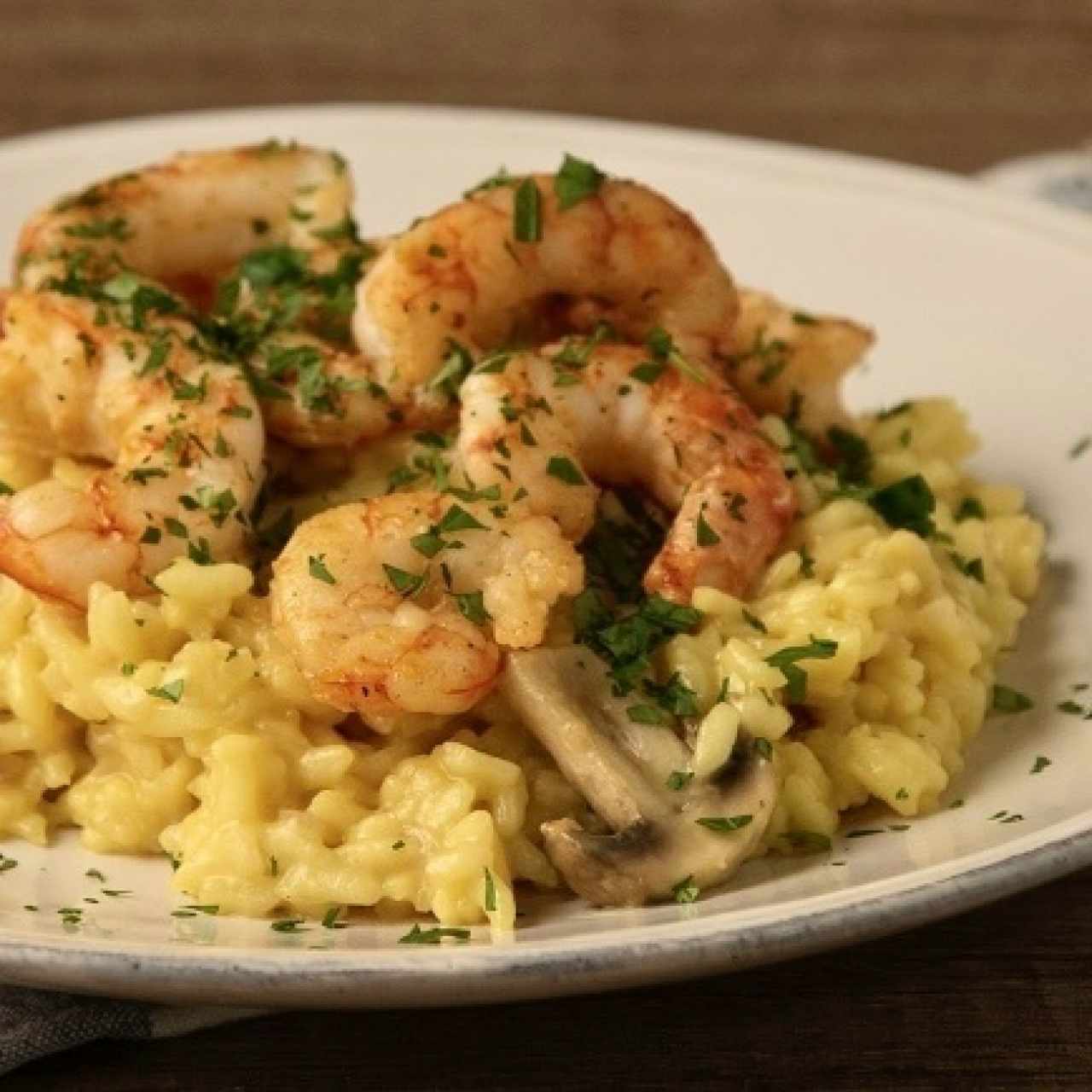 Risotto zapallo con langostinos