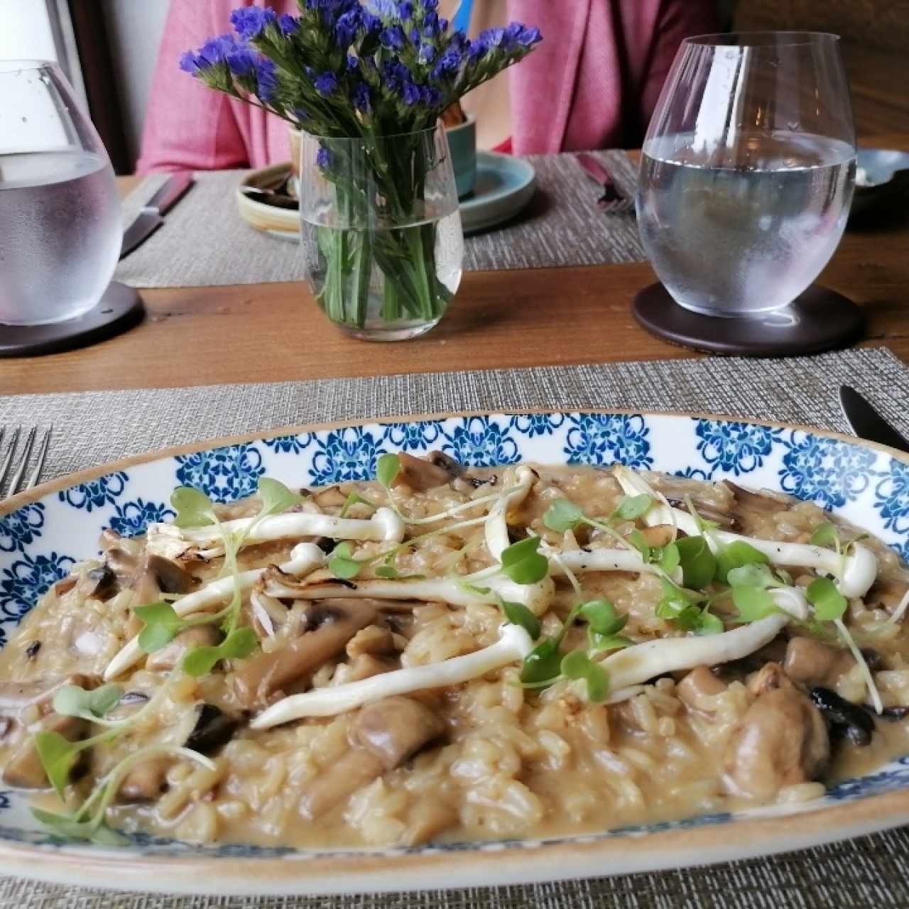 Risotto de Hongos. Tiene opción de topping de chicharrón 