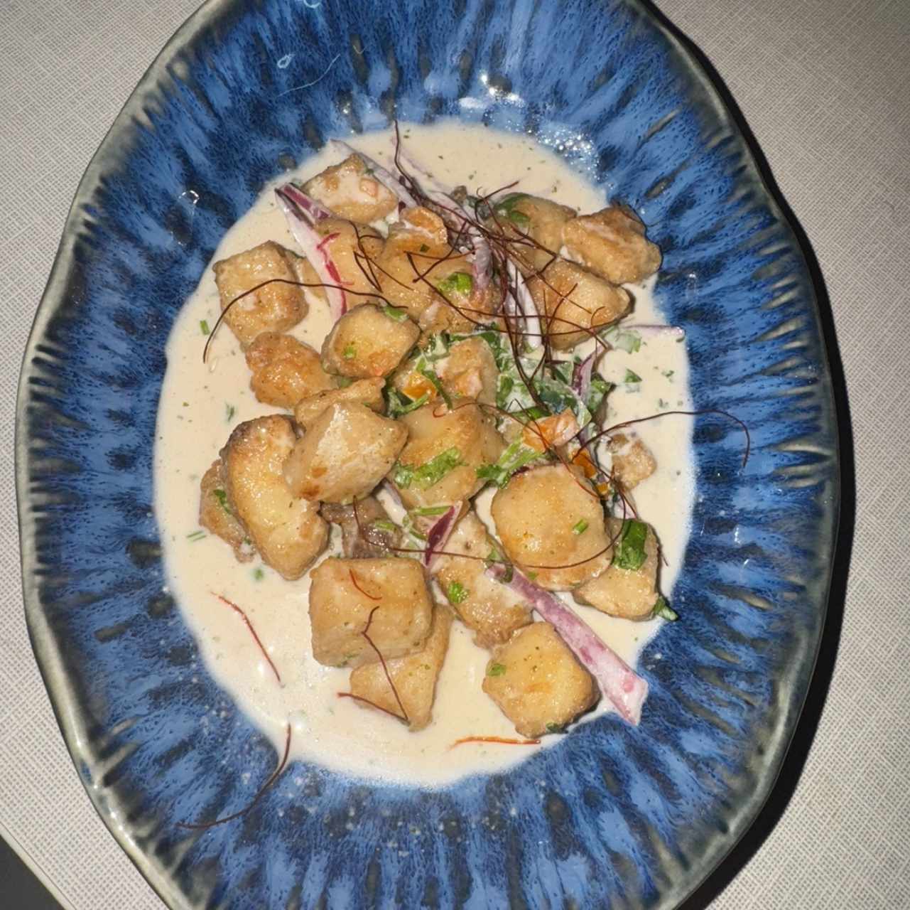 Ceviche frito de robalo