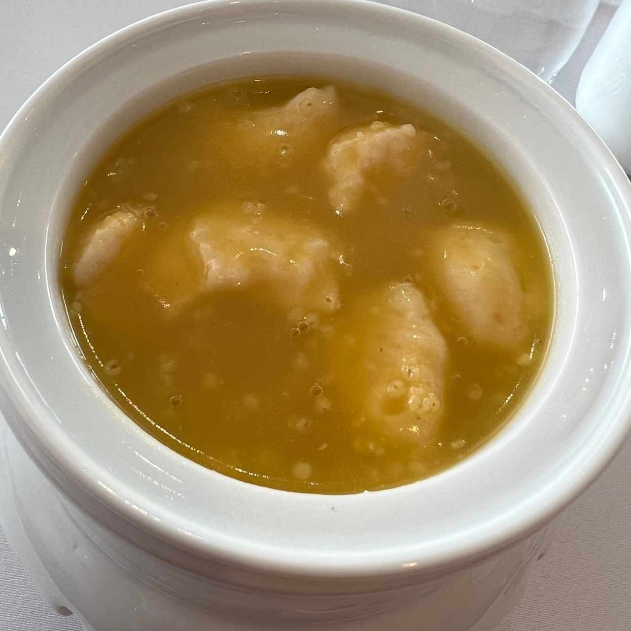 Sopa de Mijo con Pastel de Camarón