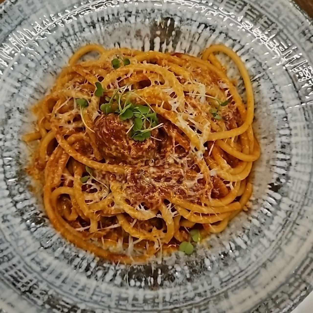 Bucatini con Polpette D'Agnelo