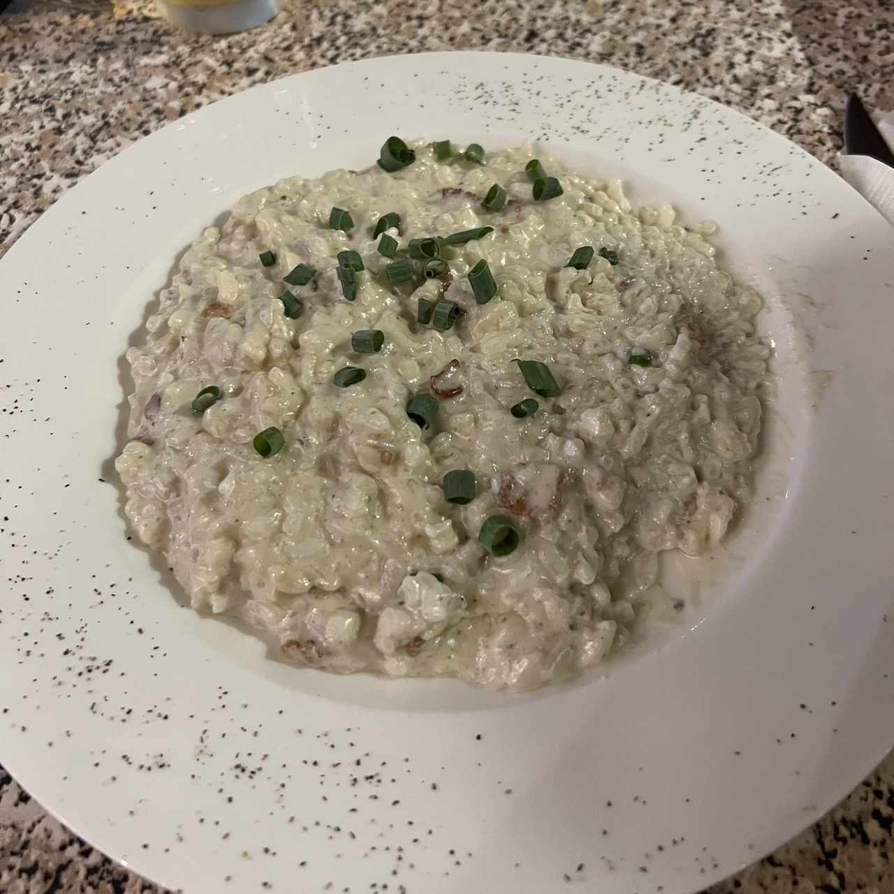 Risotto 4 quesos y bacón