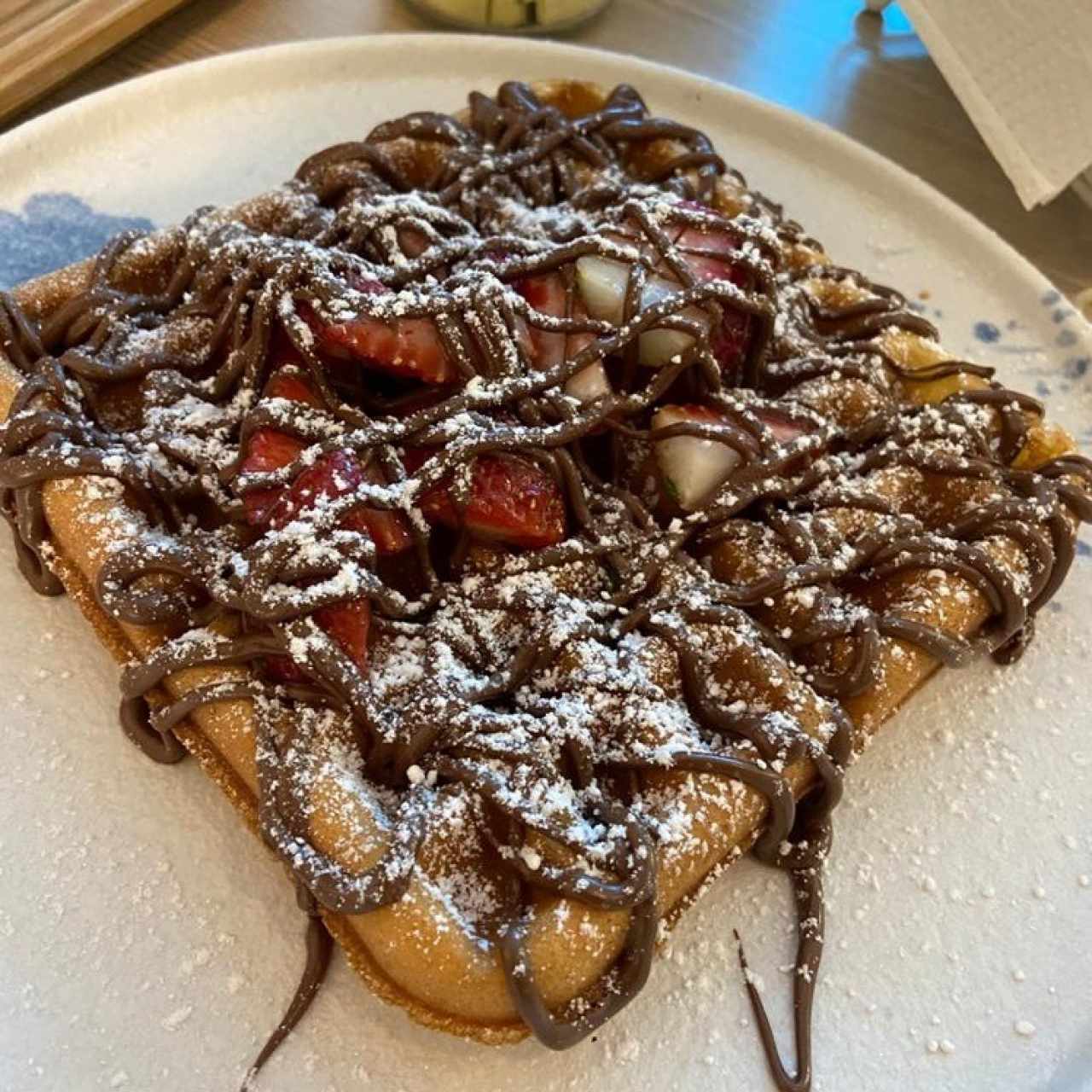 Waffles de fresa con Nutella