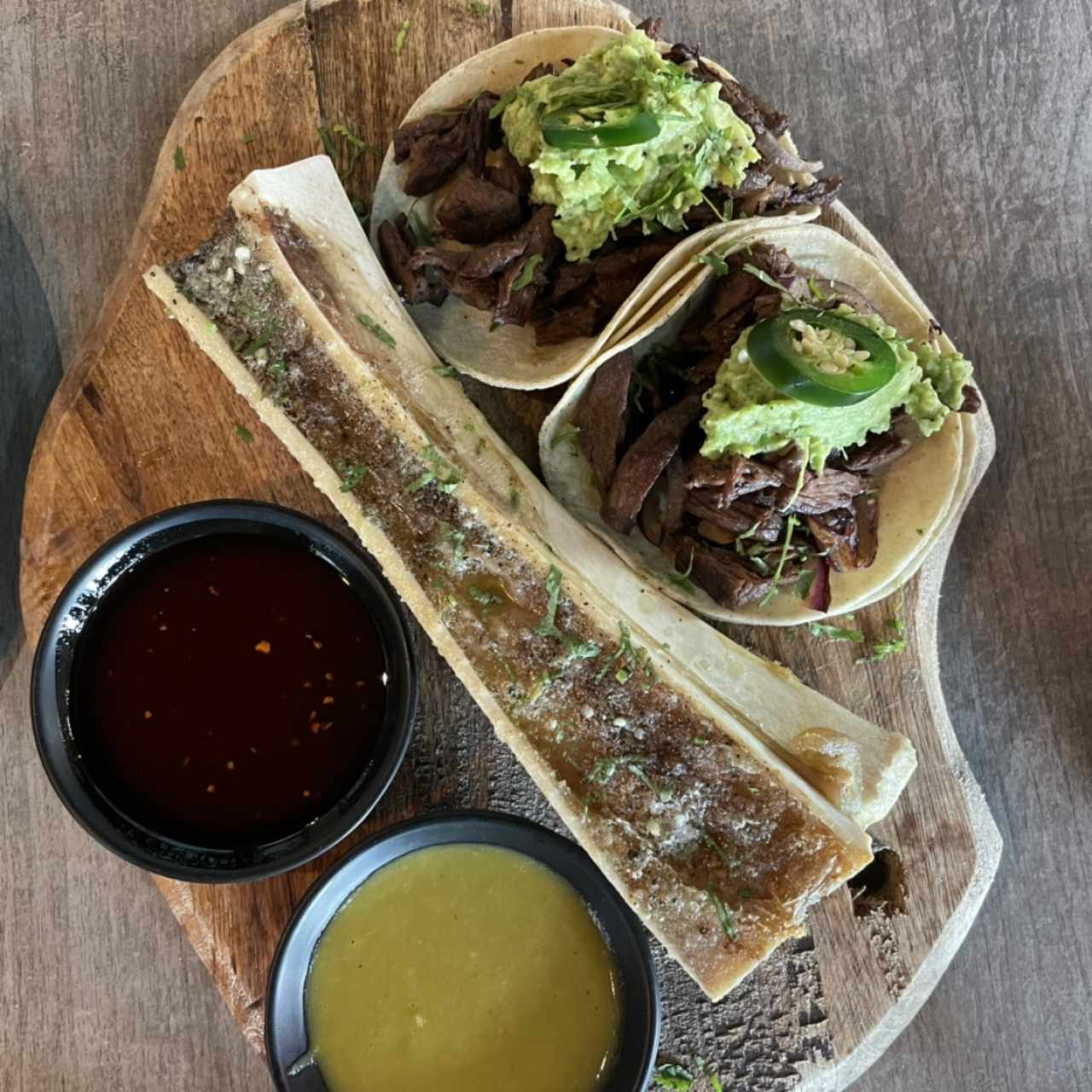 Taco de entraña con tuétano