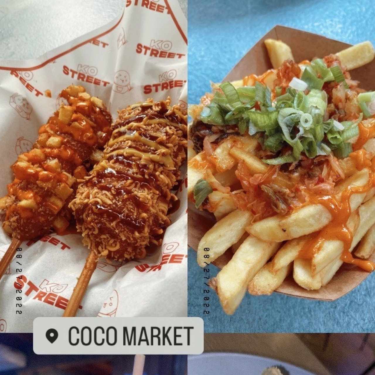 Corn dogs y kimchi fries