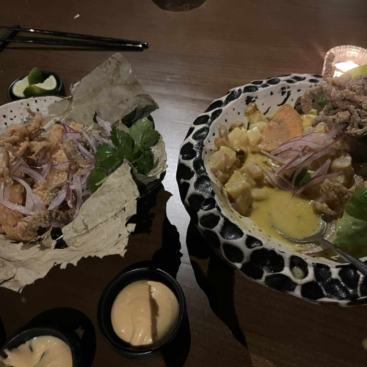 Cebiche carretillero y jalea de mariscos 