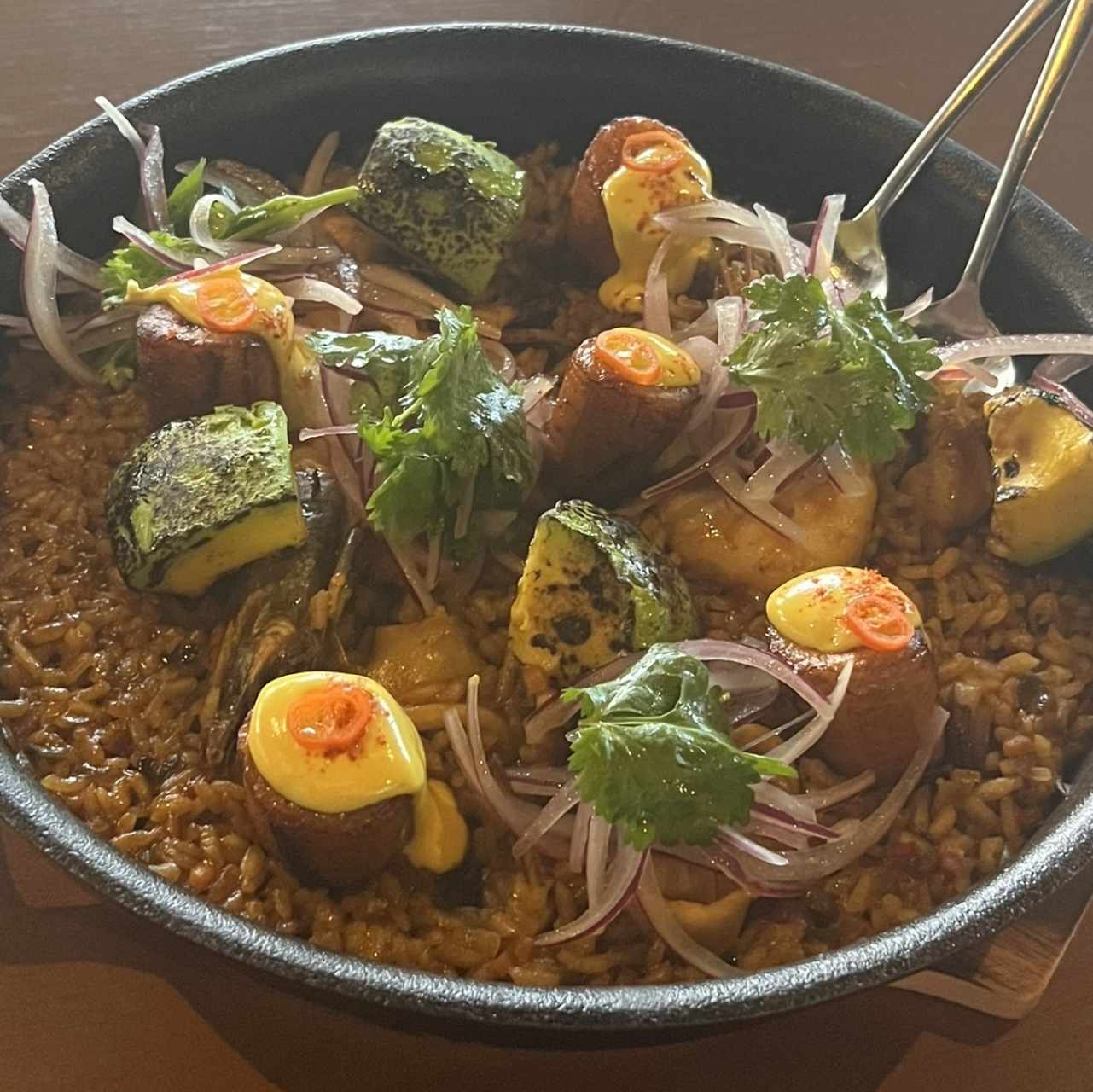 Arroz en aderezo de mariscos