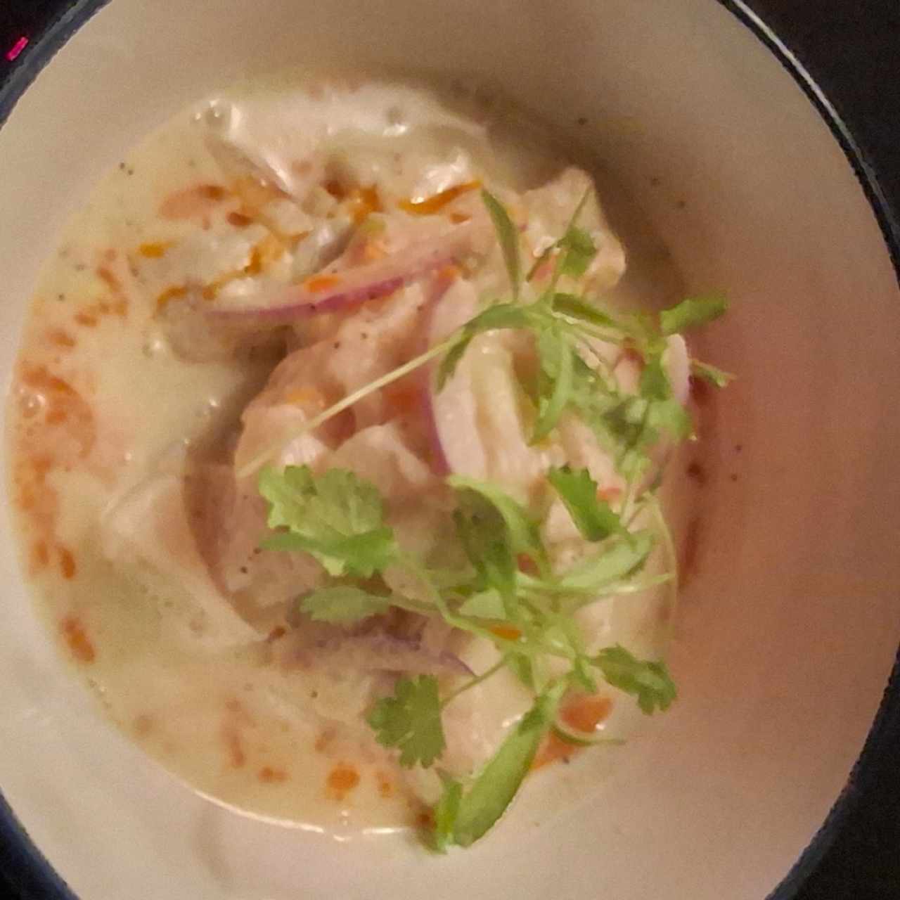 ceviche de leche de tigre y maracuya