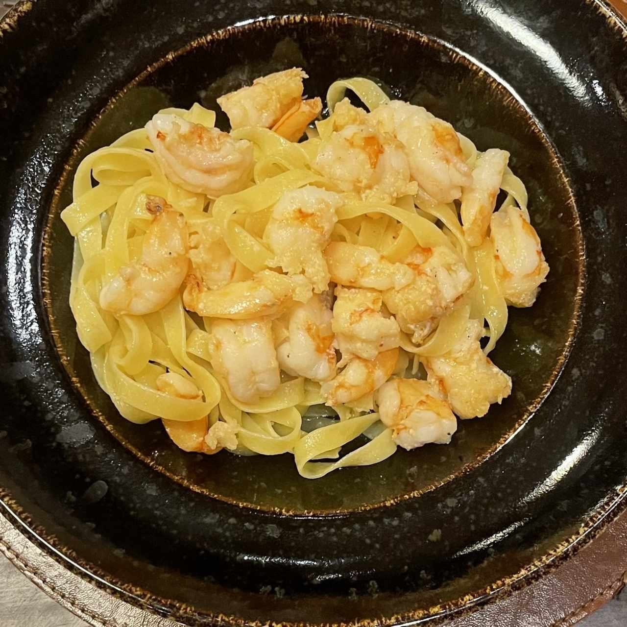 pasta eal oleo con camarones