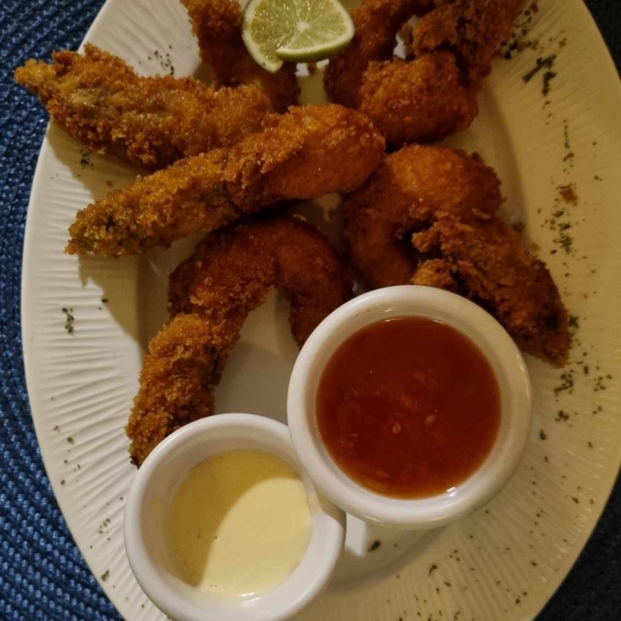 Langostinos tempura