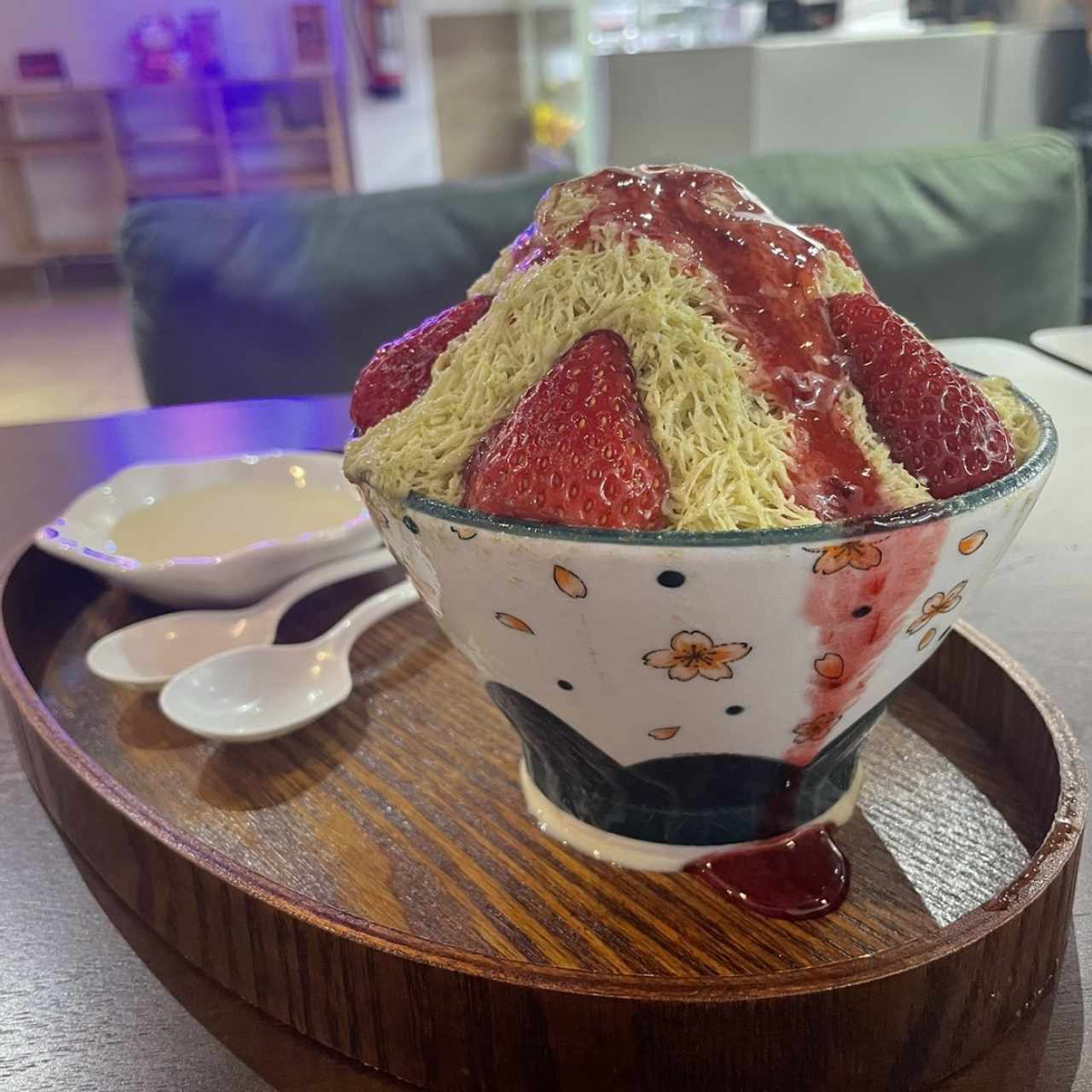 Bingsu de matcha fresa