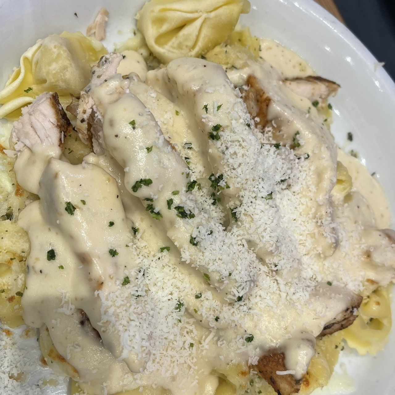 Asiago Tortelloni Alfredo With Grilled Chicken