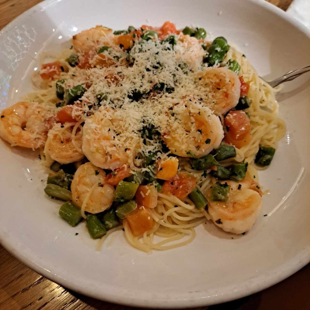 spaguetti con camarones