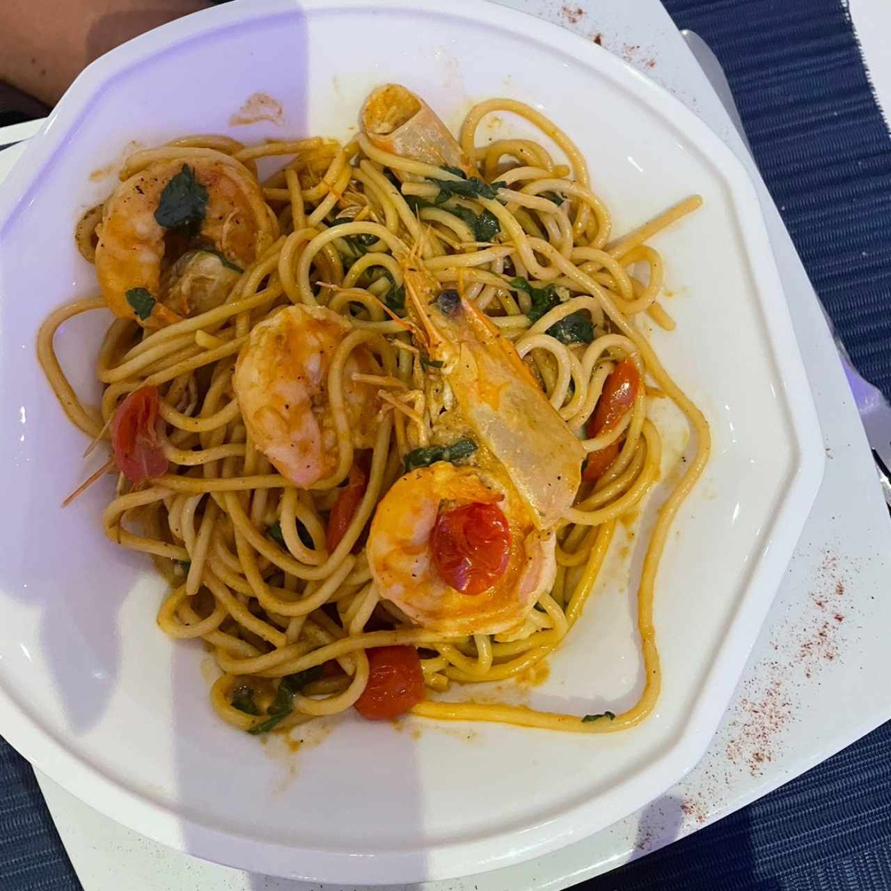 Pasta con langostinos