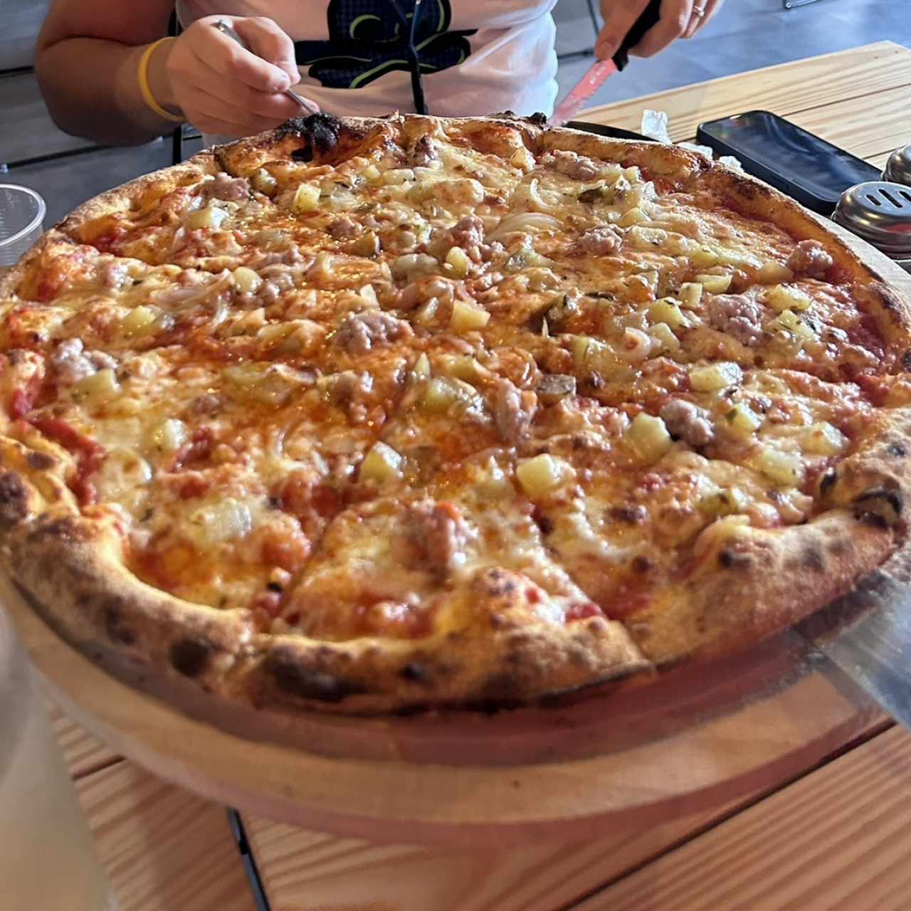 Pizza con papa y chorizo