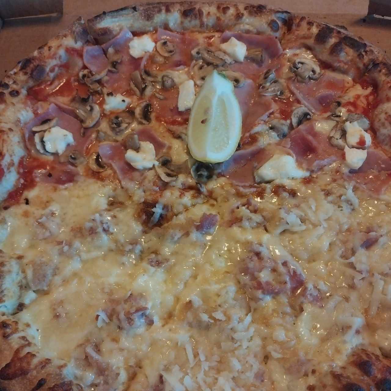 pizza Limon y pizza carbonara 