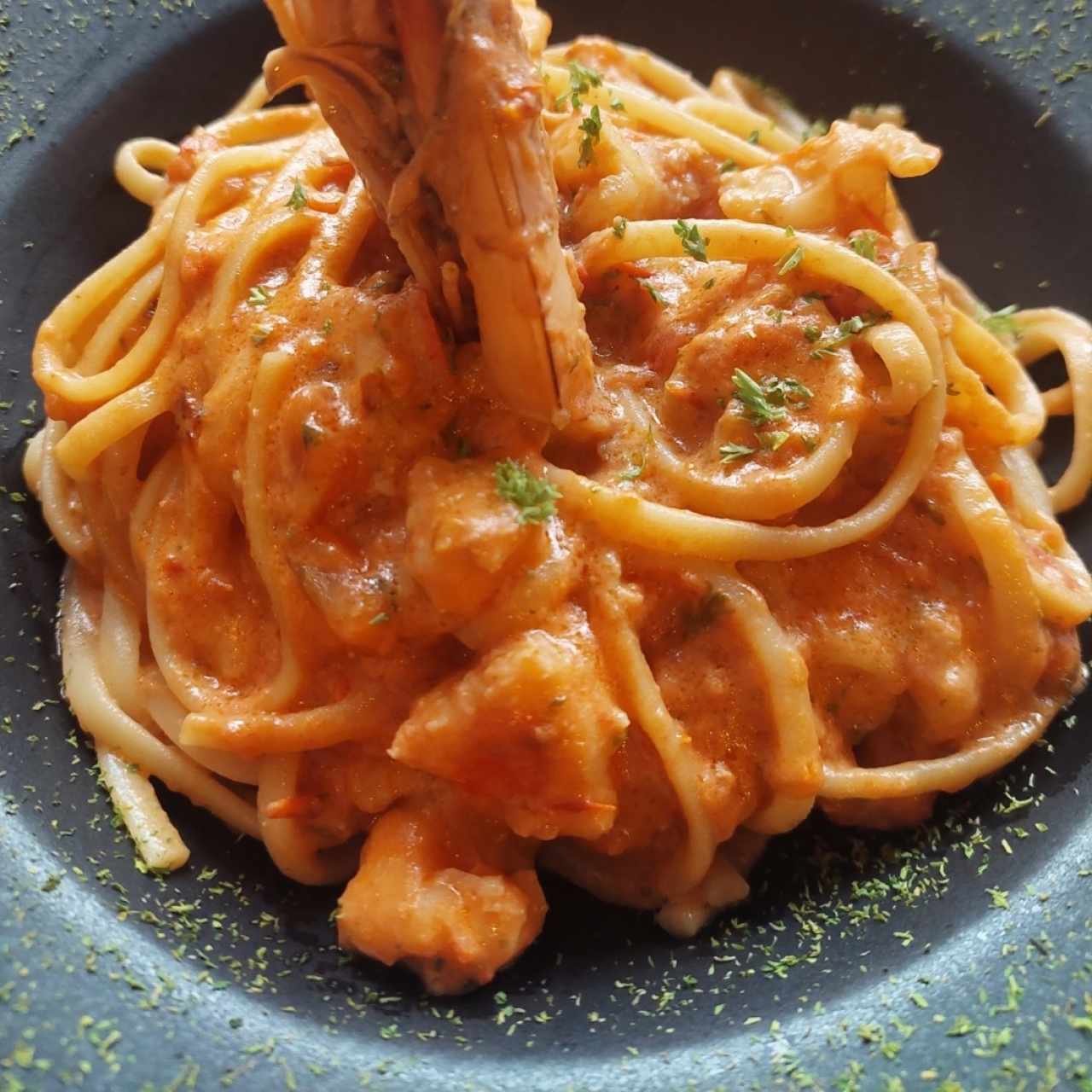 linguini con langostinos