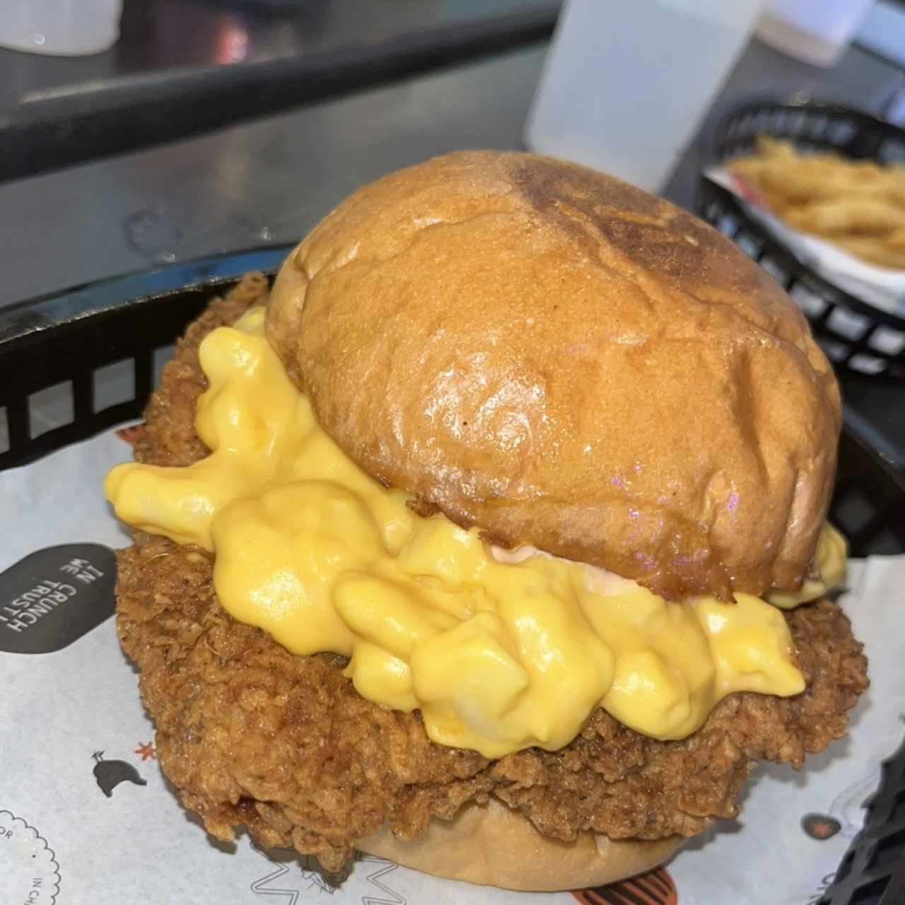 Chicken sandwich Mac and cheese