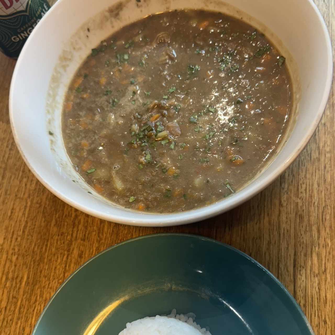 Crema de lentejas con carne de res