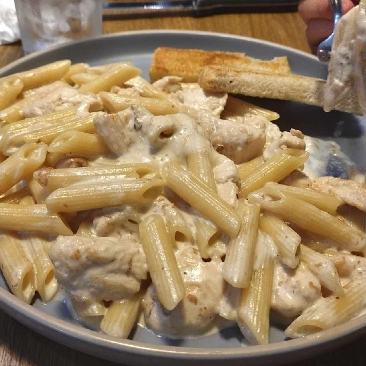 Penne Alfredo con pollo