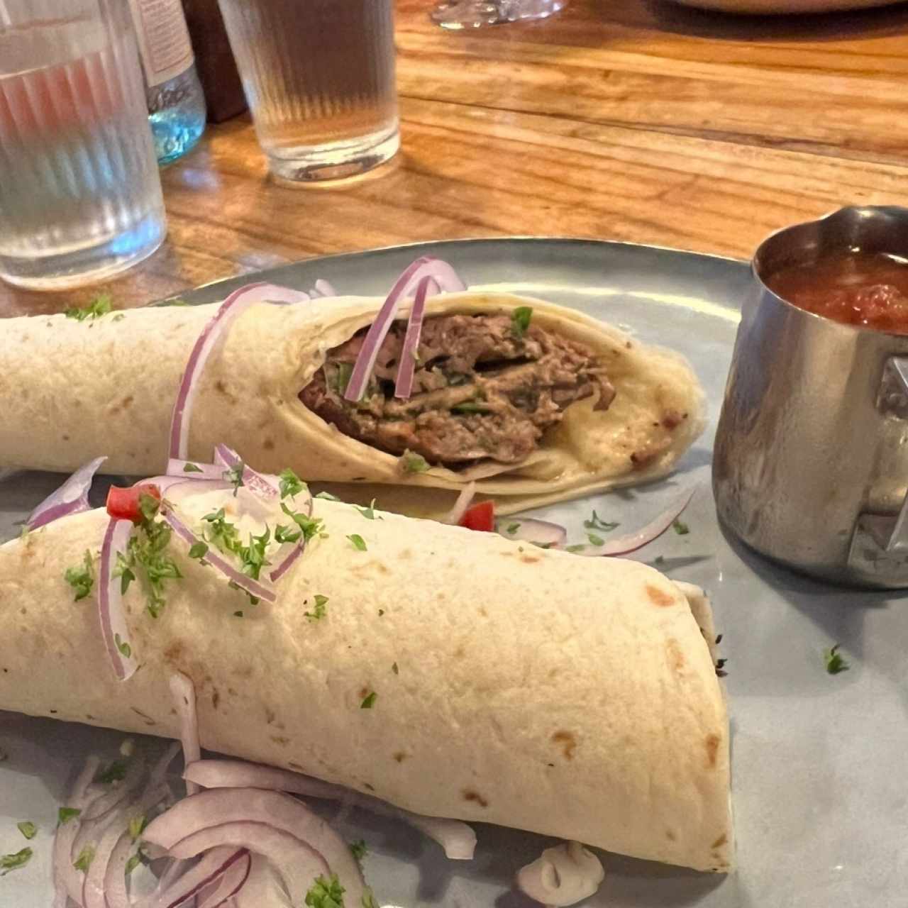 LAMRO'S BEEF KEBAB WITH LAVASH AND SOUCE