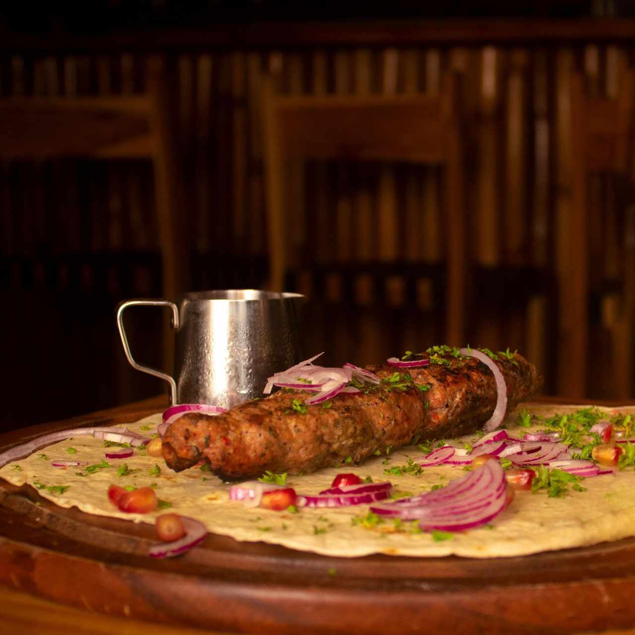 LAMRO'S BEEF KEBAB WITH LAVASH AND SOUCE